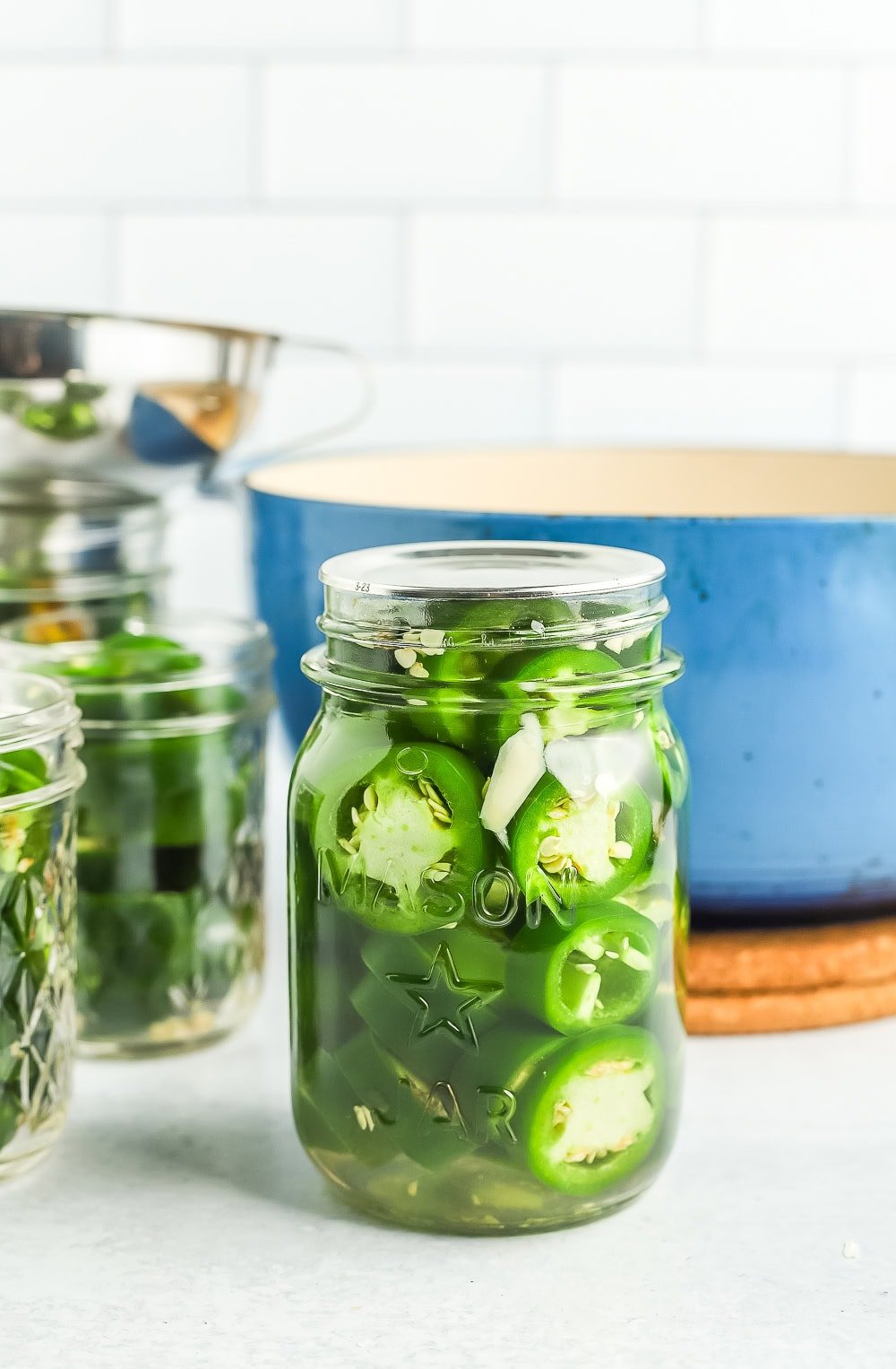 a lid on a canning jar.