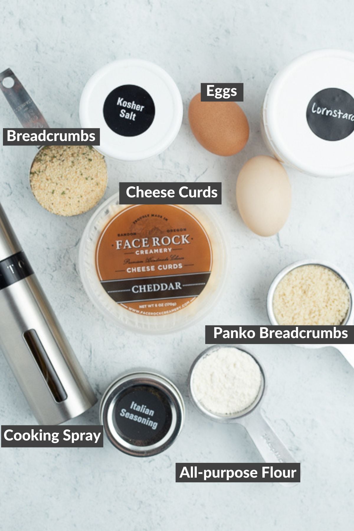 ingredients on a grey board.