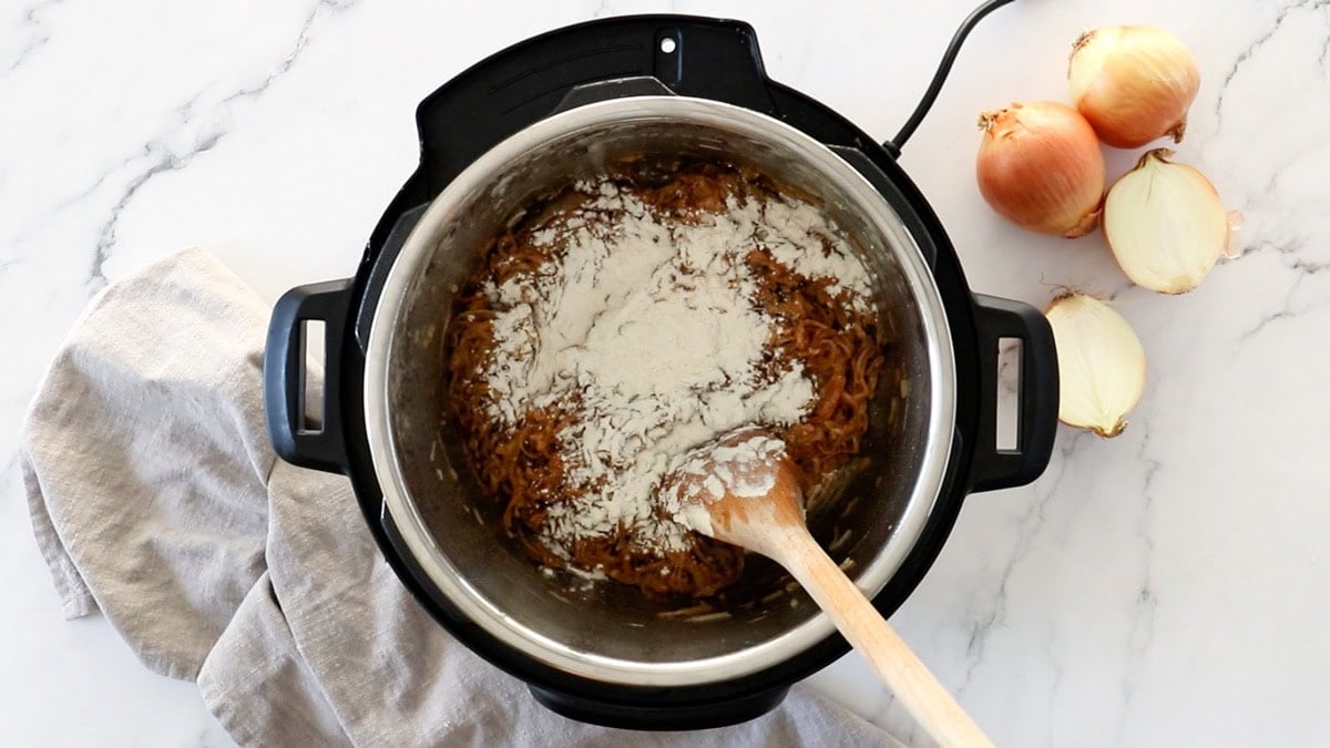 ingredients in a pressure cooker.