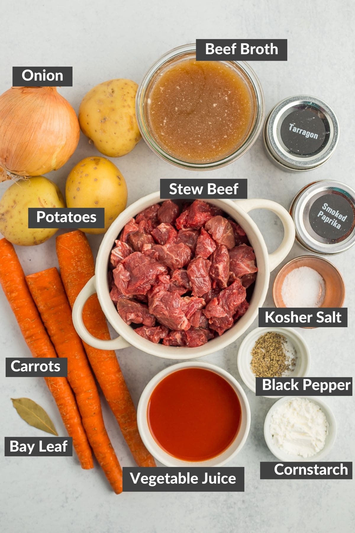 ingredients on a grey board.