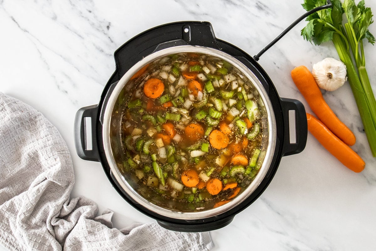 ingredients in a pressure cooker.