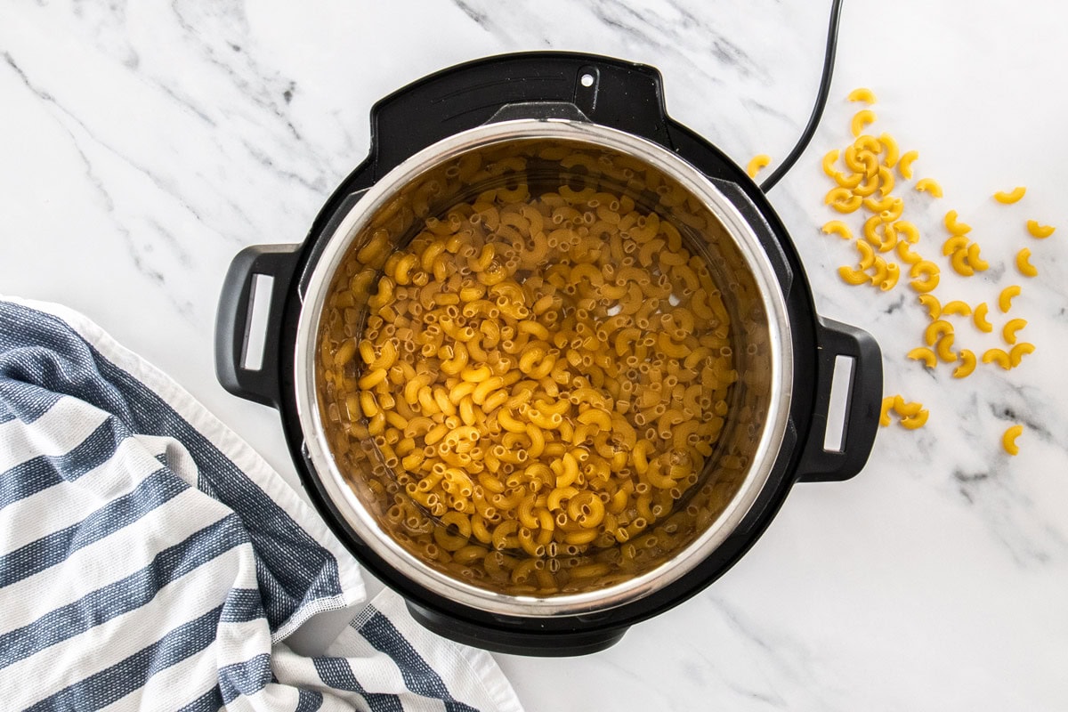elbow noodles in a pressure cooker.