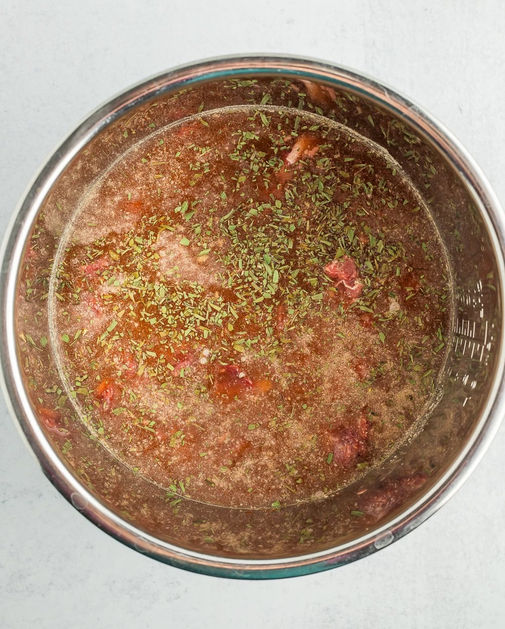 ingredients in a pressure cooker.