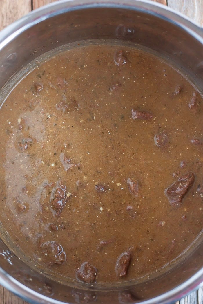 ingredients in a pressure cooker.