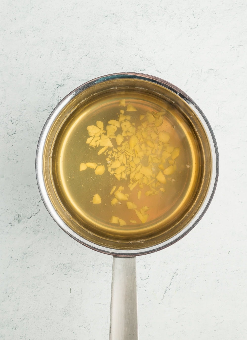 brine and chopped garlic in a saucepan.