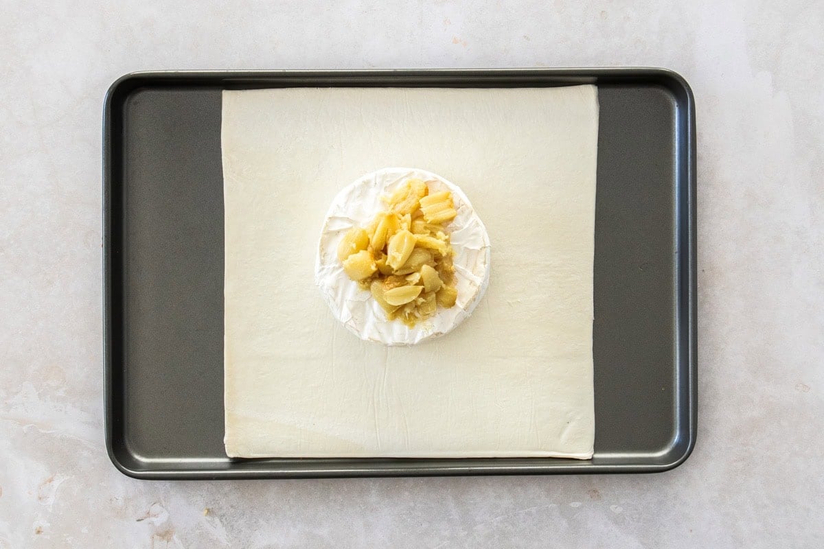 ingredients on a baking sheet.
