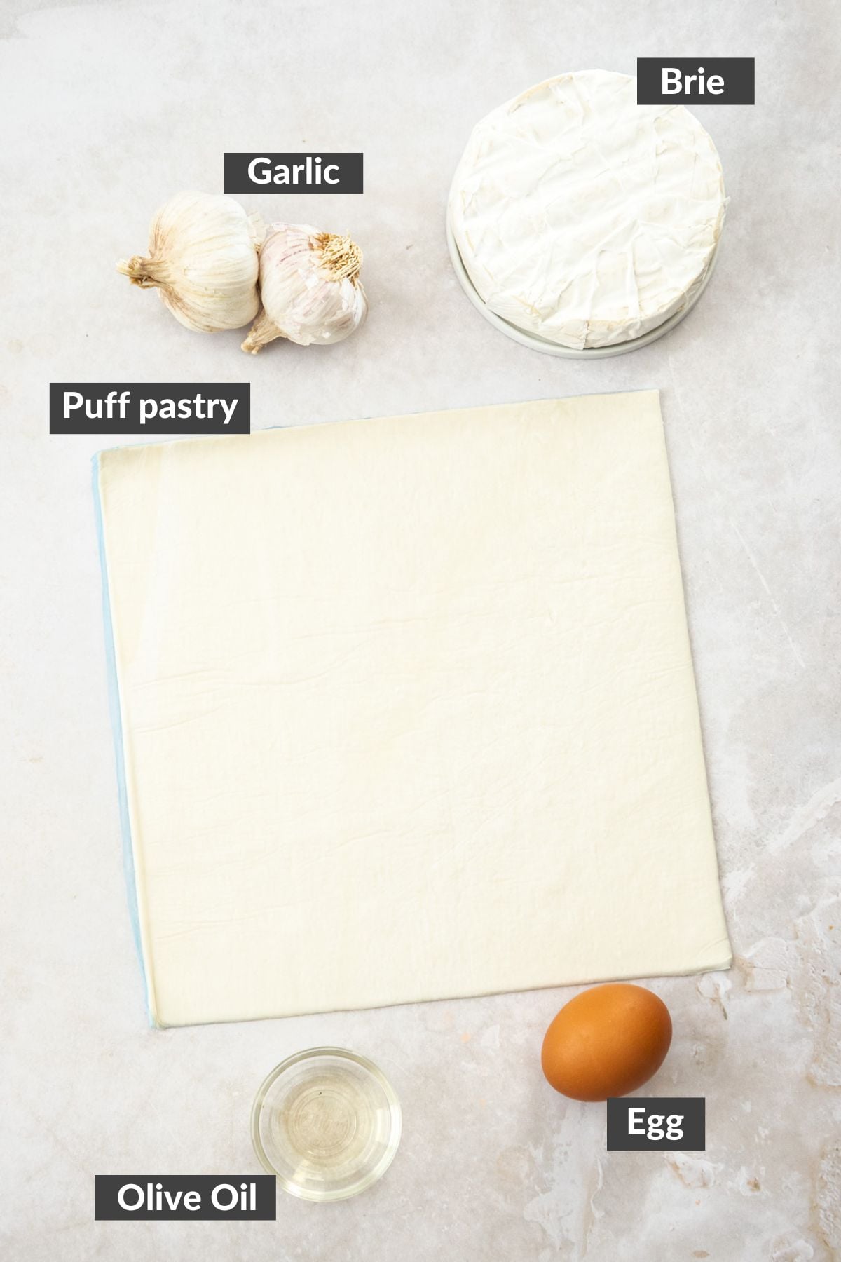 ingredients on a grey board.