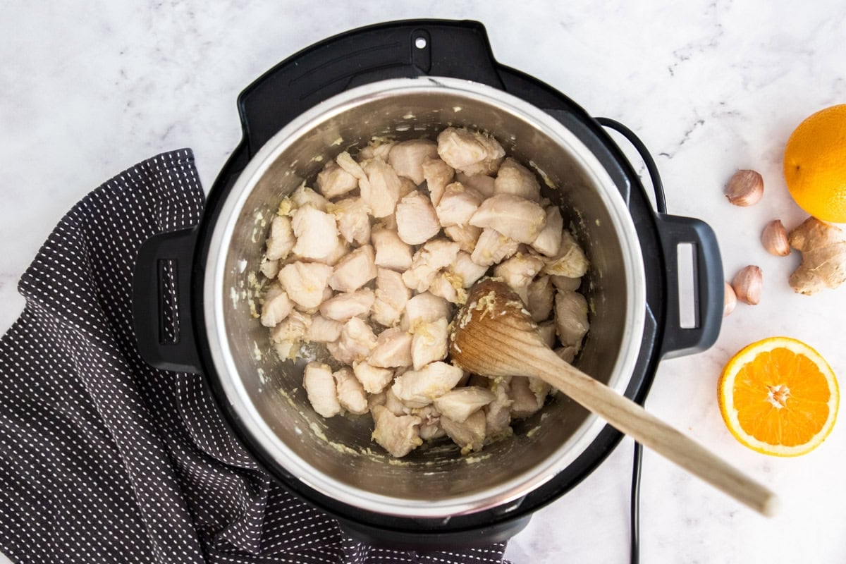 ingredients in a pressure cooker.