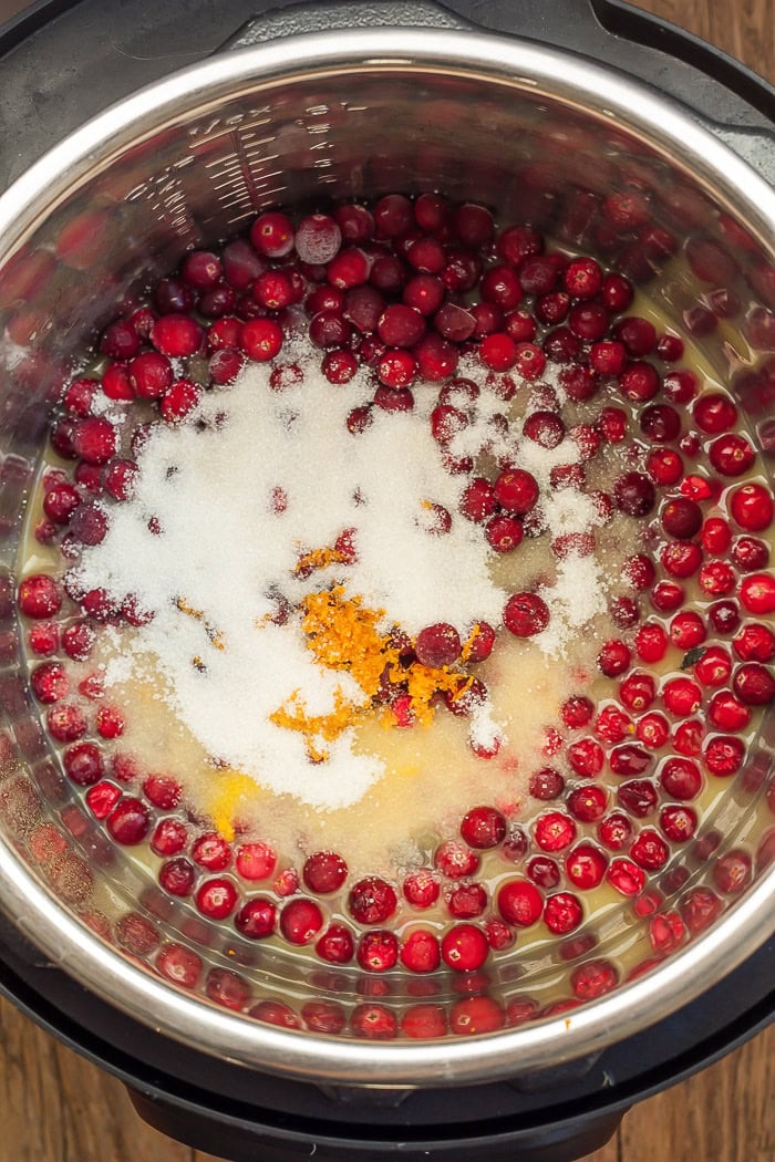 sugar and other ingredients in a pressure cooker.