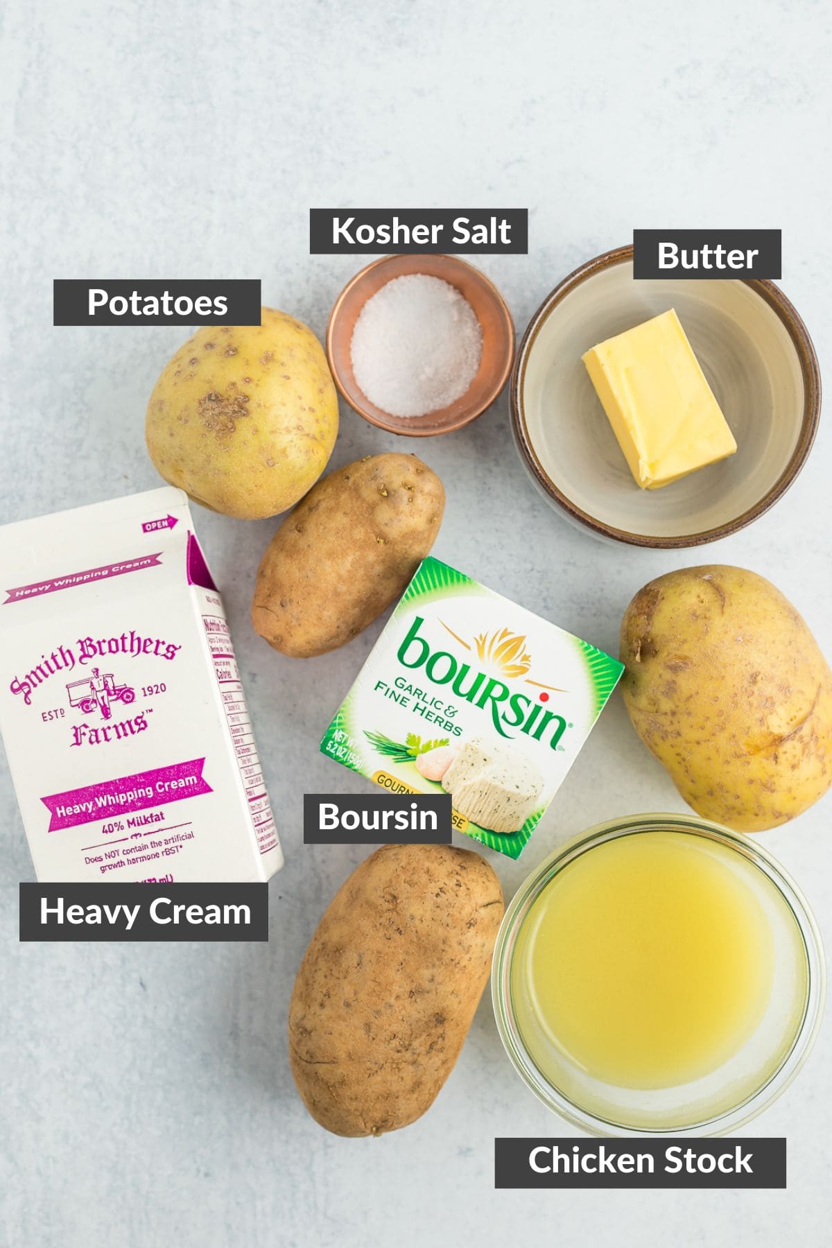 ingredients on a grey board.