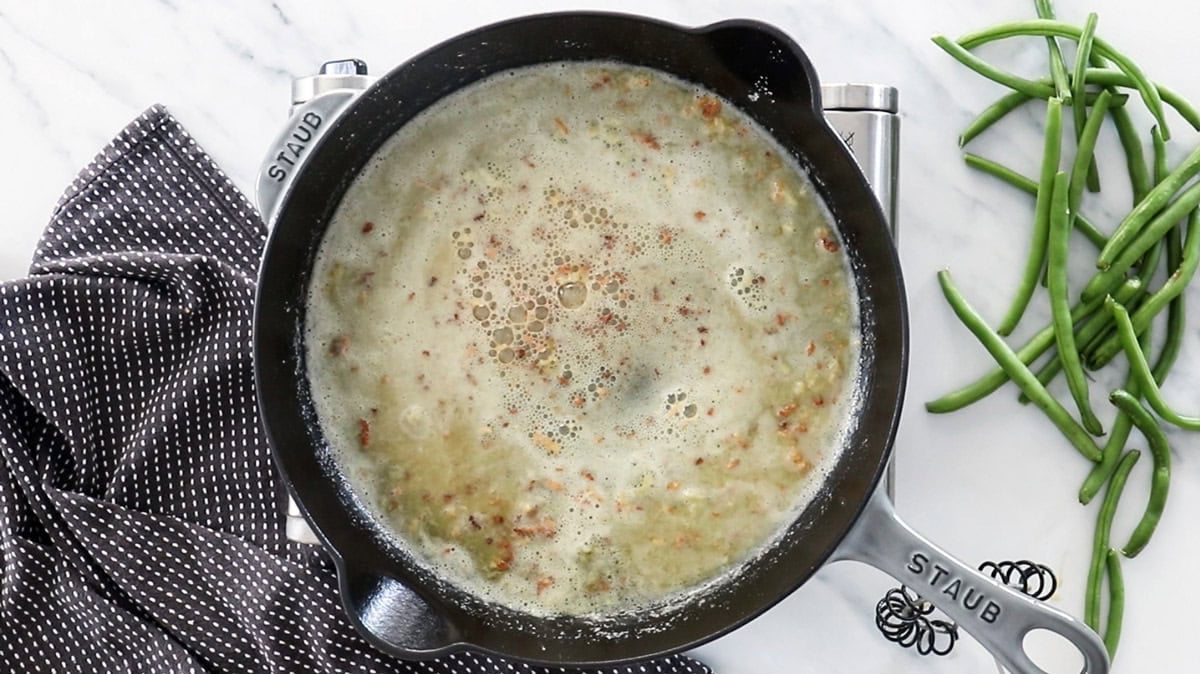 a sauce being made in a skillet.
