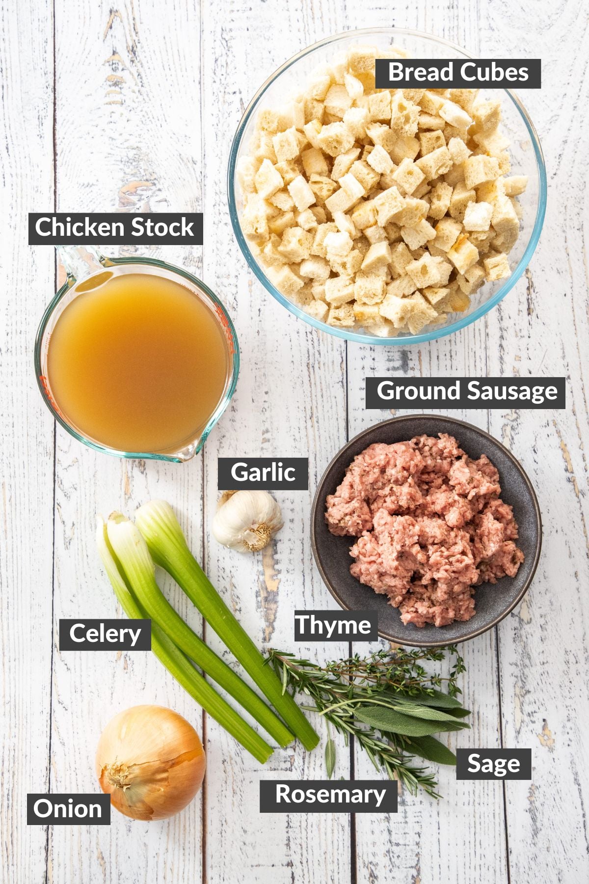 ingredients on a wooden board.