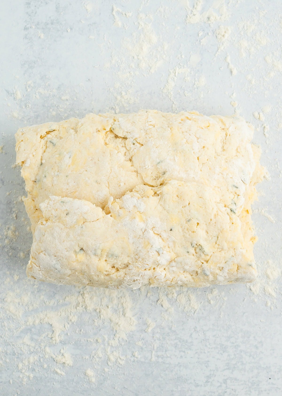 unbaked dough folded into thirds.
