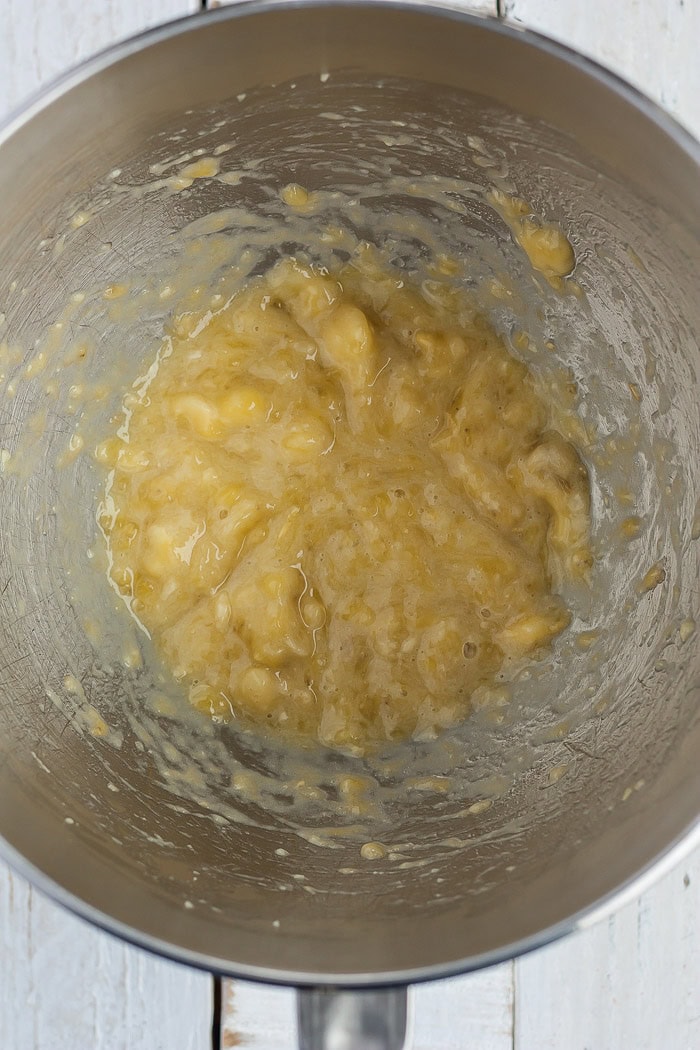 blended ingredients in a mixing bowl.