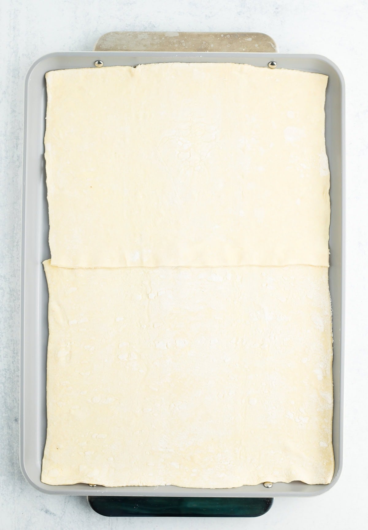 2 sheets of dough on a baking sheet.