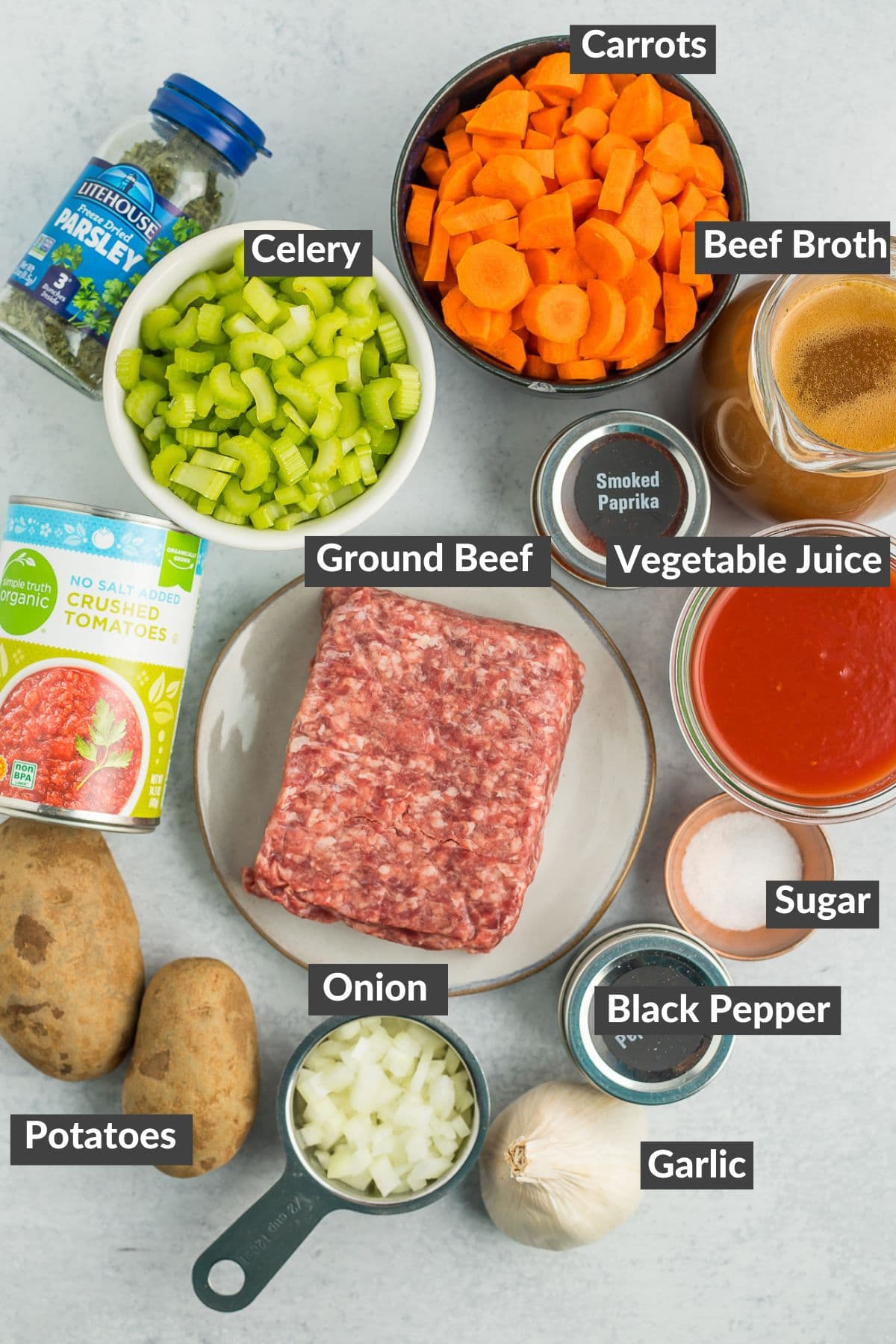 ingredients in a blue Dutch oven.