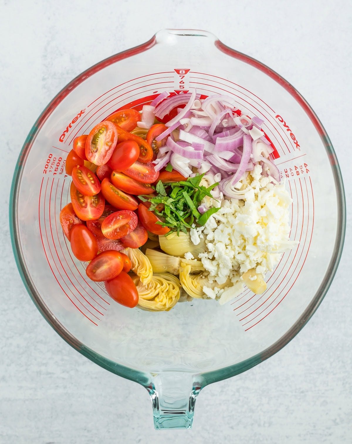 fresh ingredients in a glass bowl.