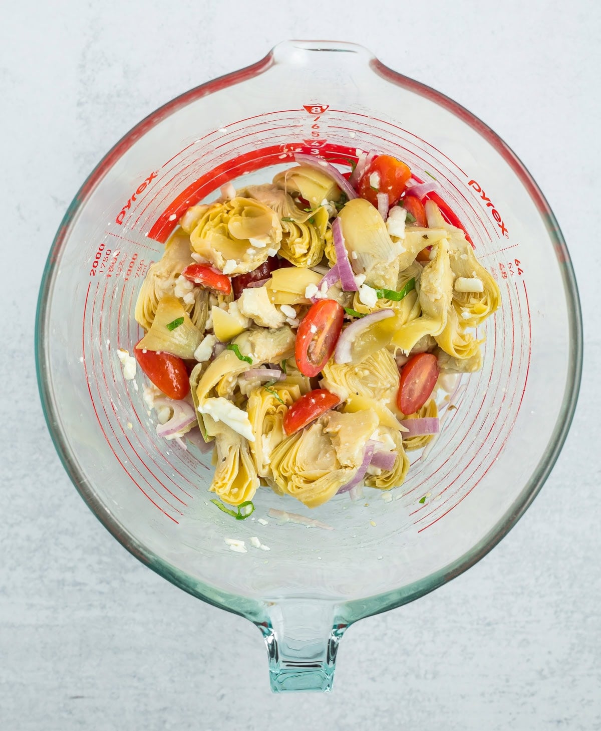 combined ingredients in a glass bowl.