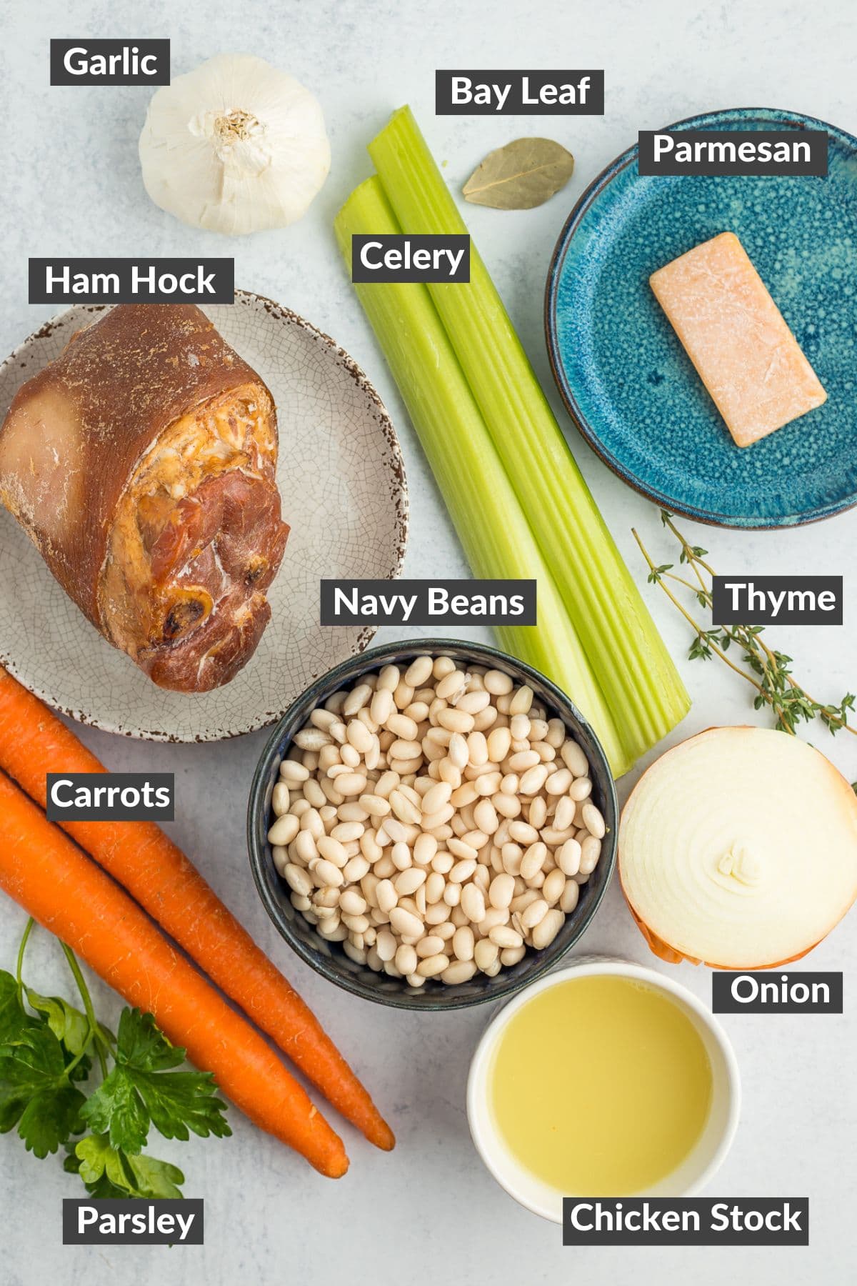 ingredients on a grey board.