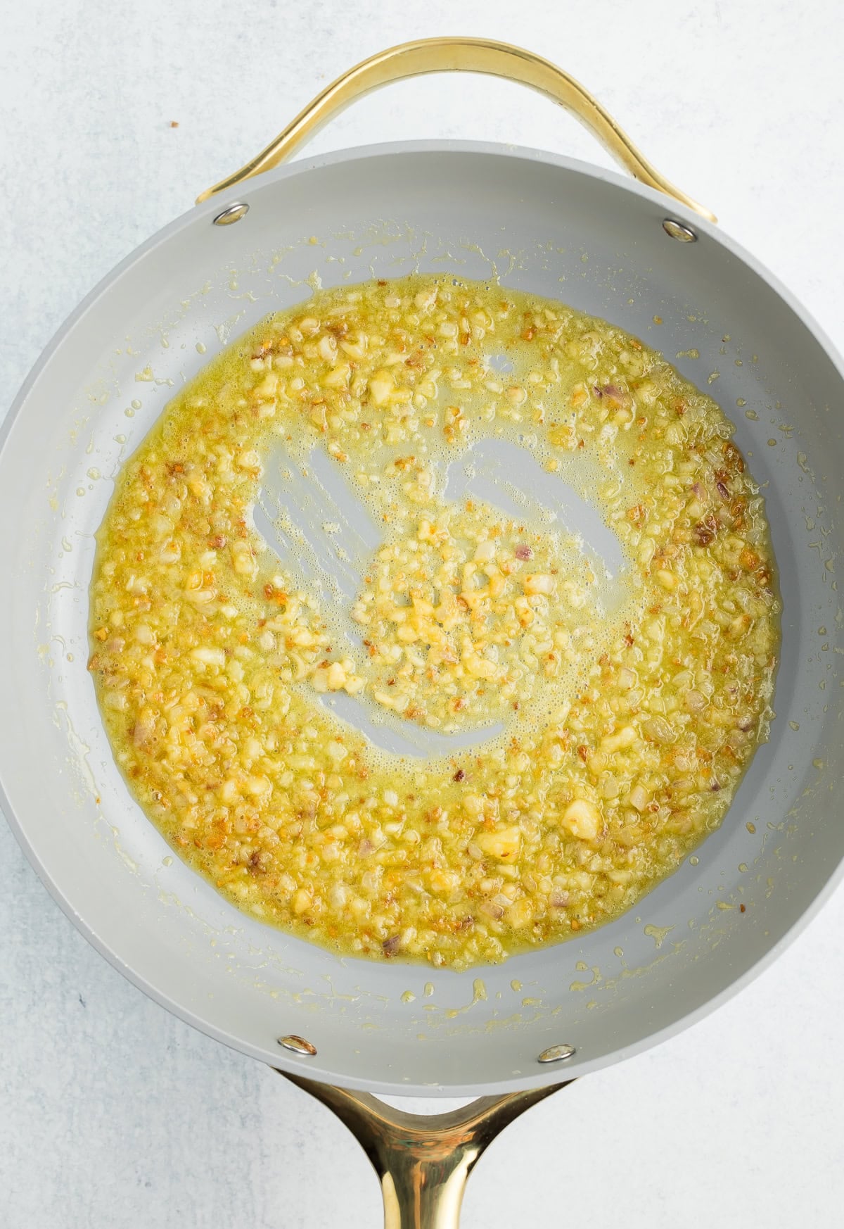 a cooked down roux of shallots and garlic.