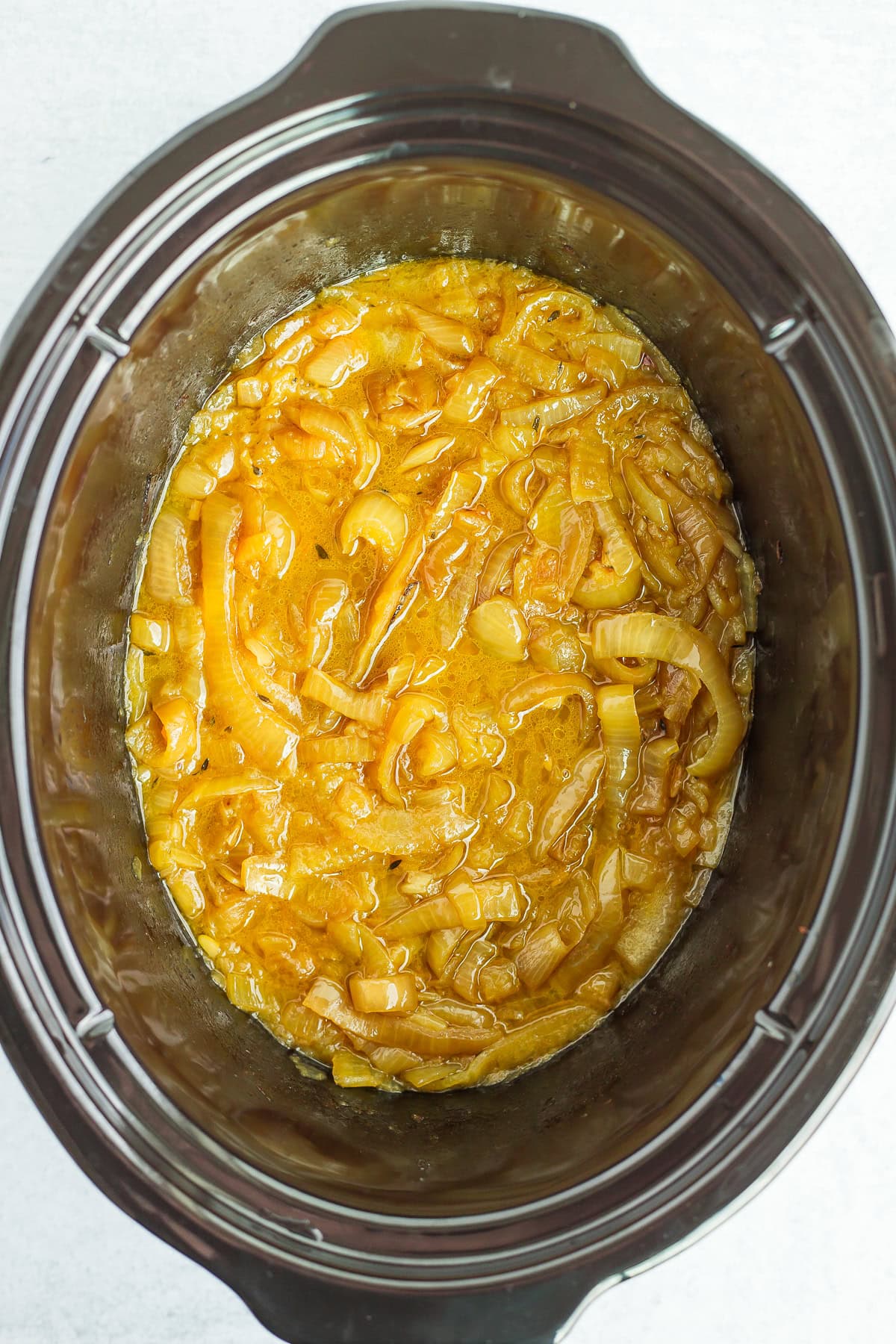 caramelized onions in a crockpot.