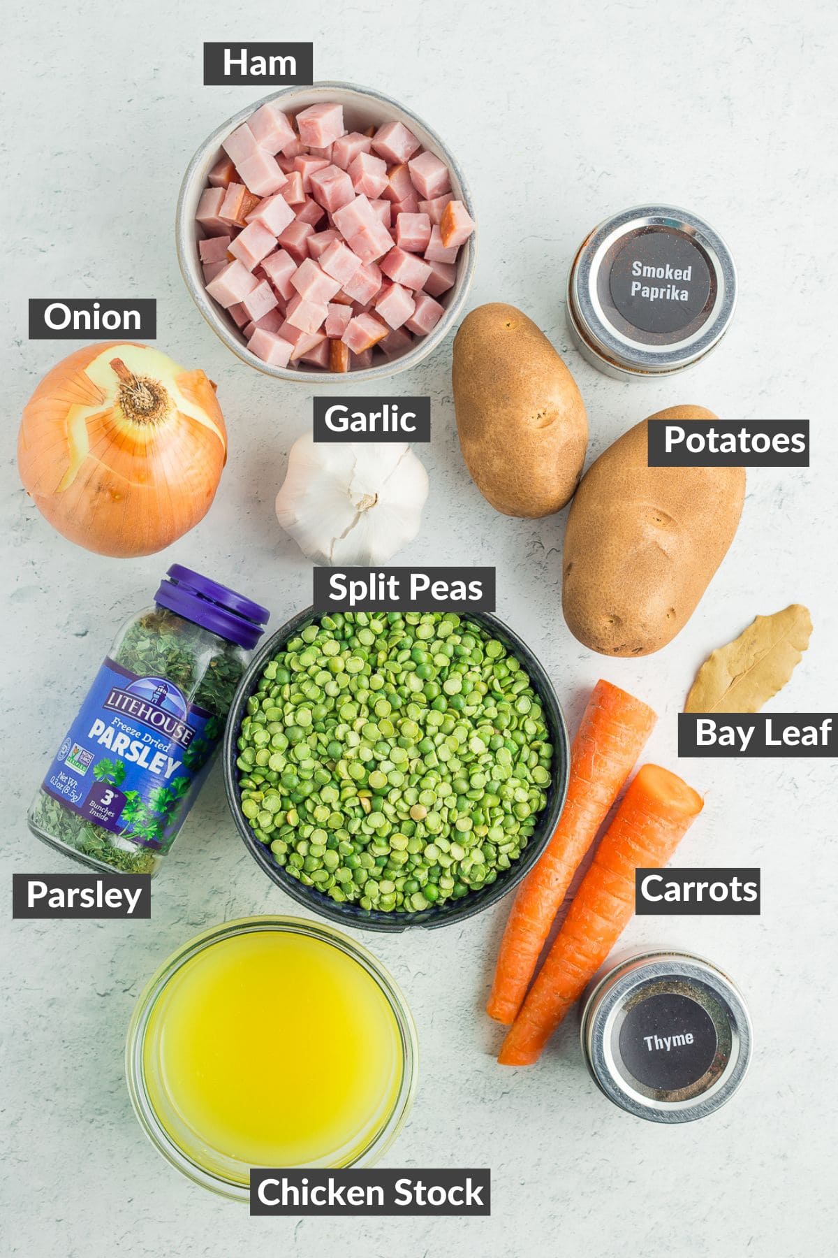 ingredients on a grey board.