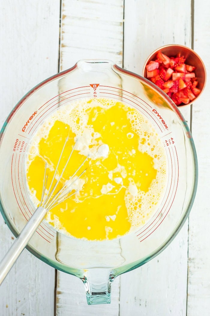 butter and other ingredients in a glass bowl.