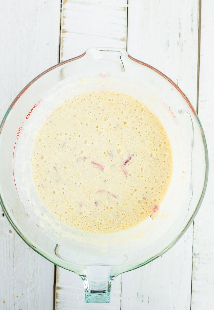 mixed batter in a glass bowl.