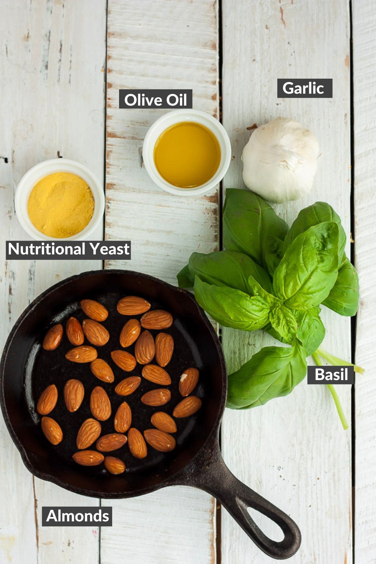 ingredients on a white wooden board.