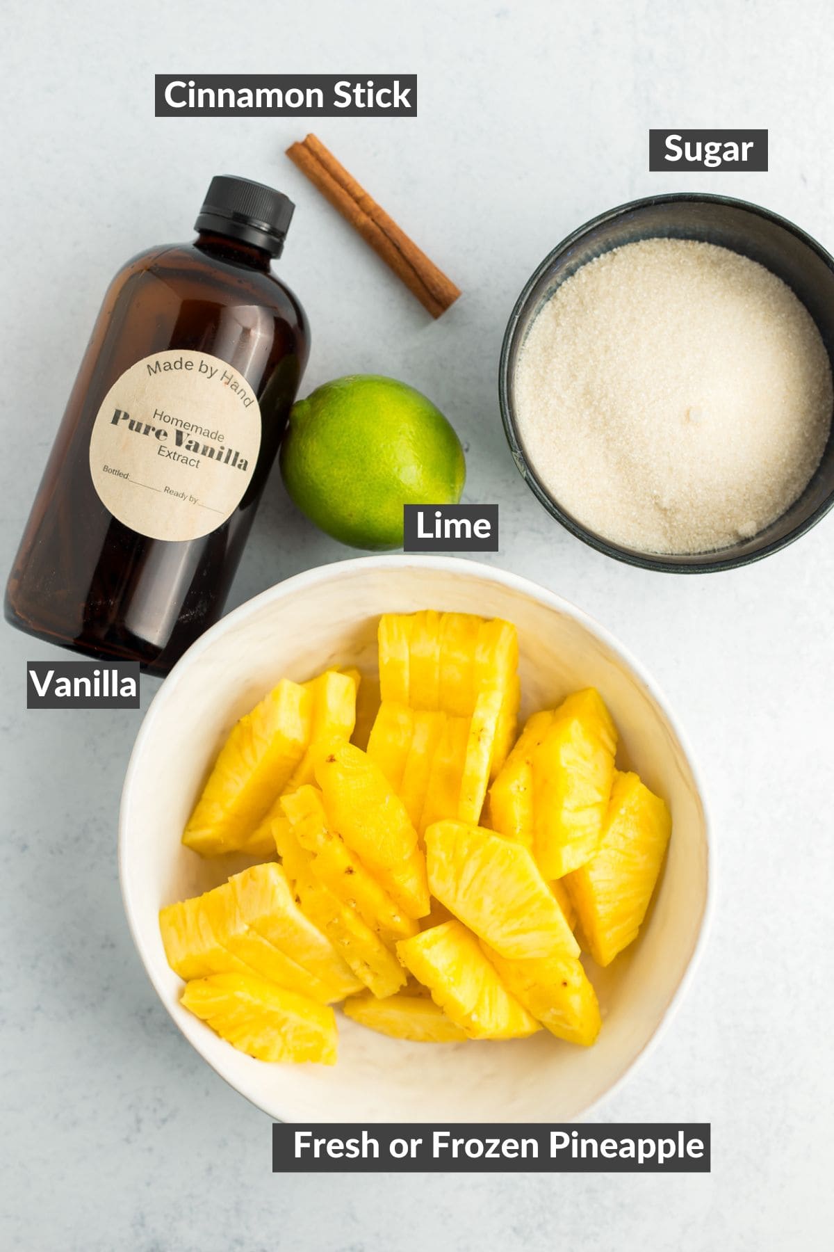 ingredients on a grey board.