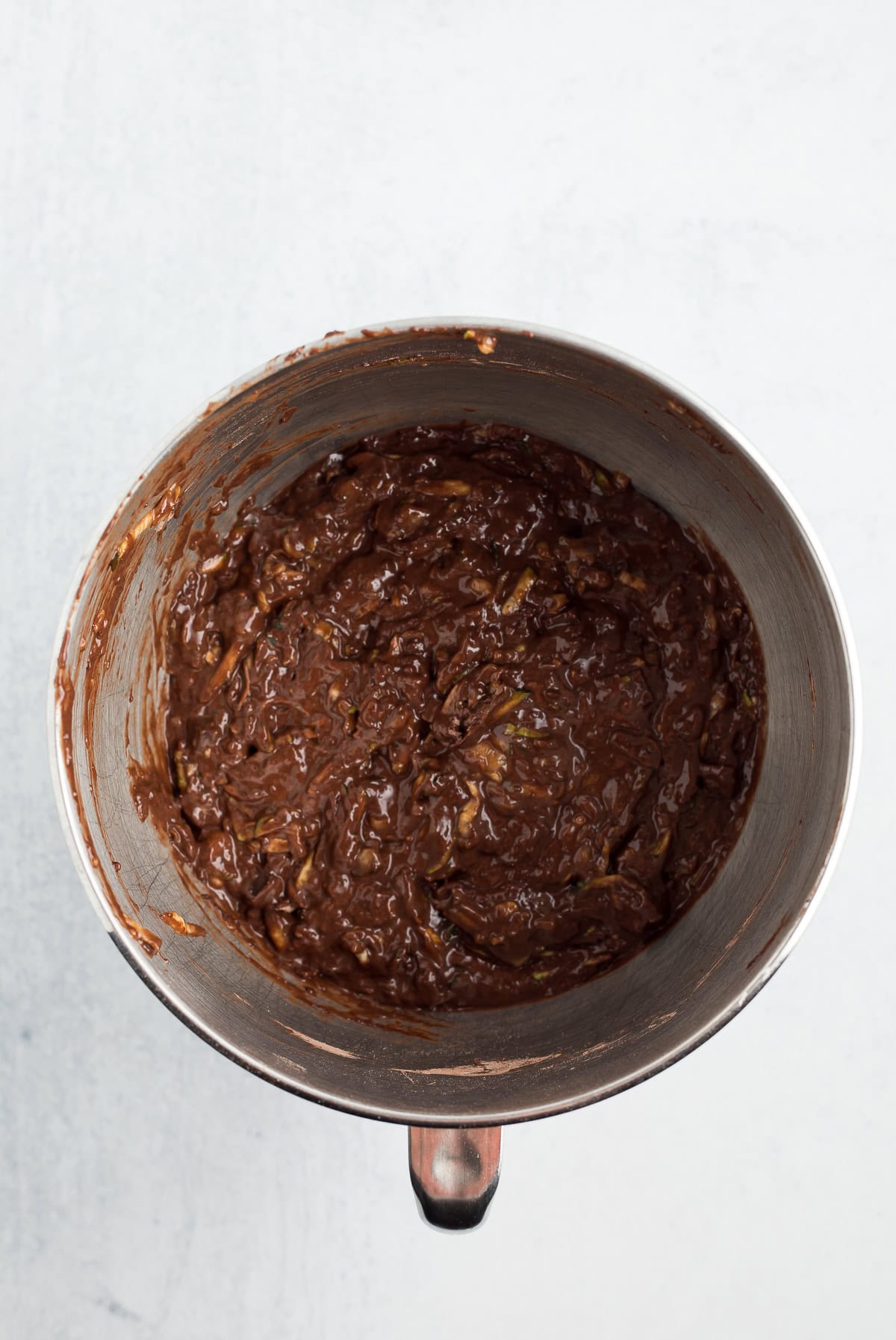 double-chocolate batter in a mixing bowl.