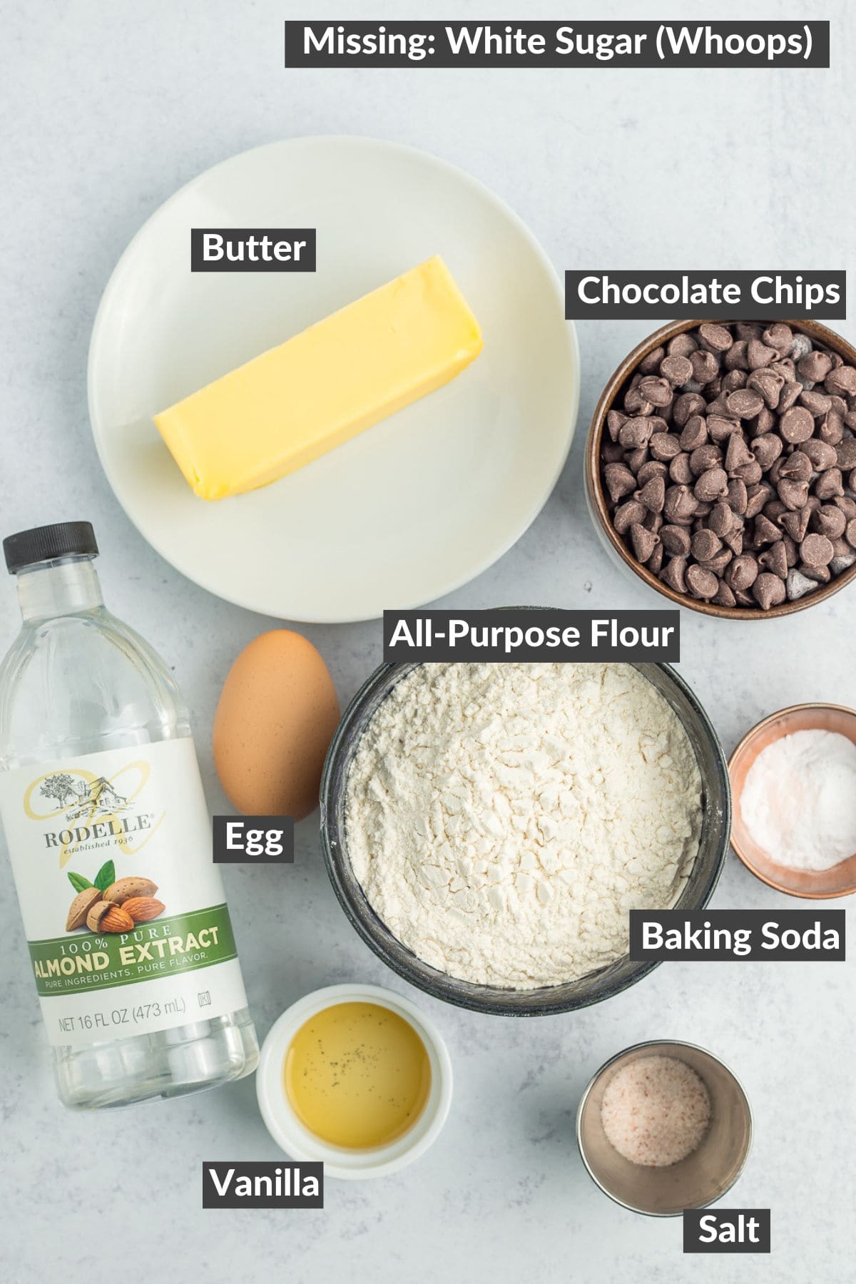 ingredients on a grey board.