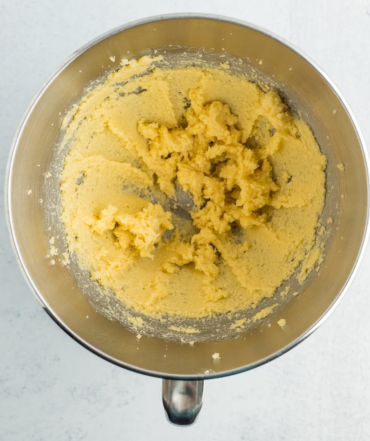 batter mixed together in a mixing bowl.