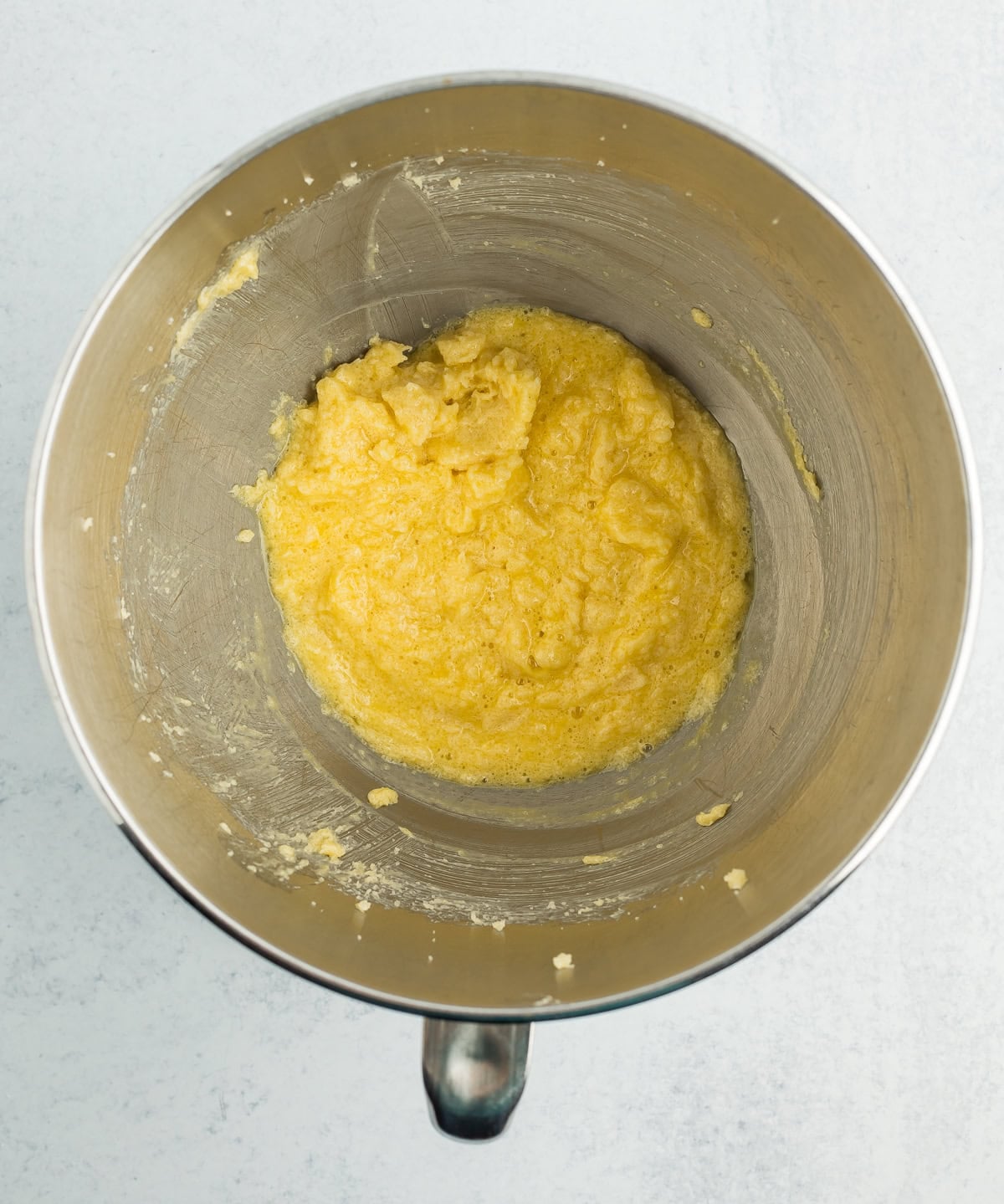 batter in a mixing bowl.