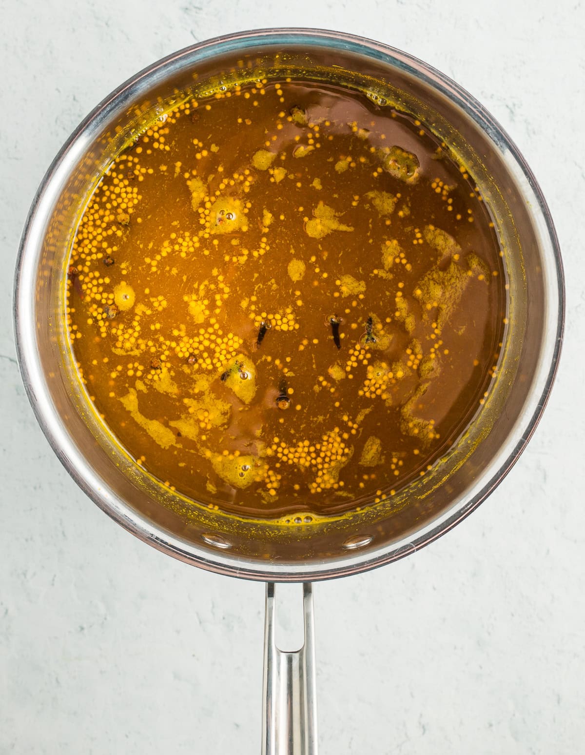pickle brine in a saucepan.