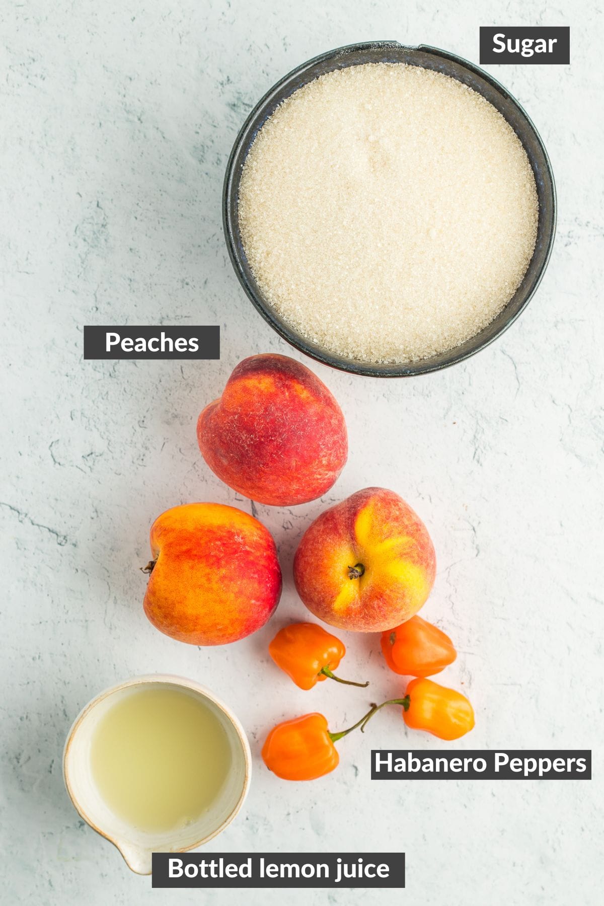 ingredients on a grey speckled board.