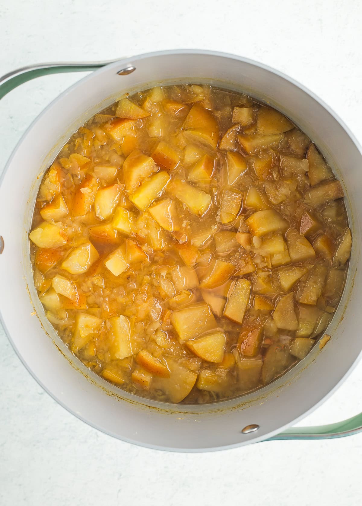 stewed fruit in a deep stockpot.