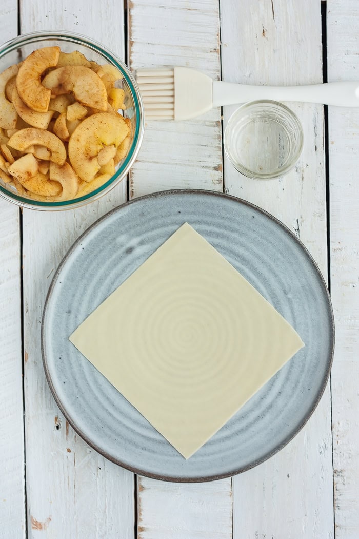 ingredients on a white wooden board.